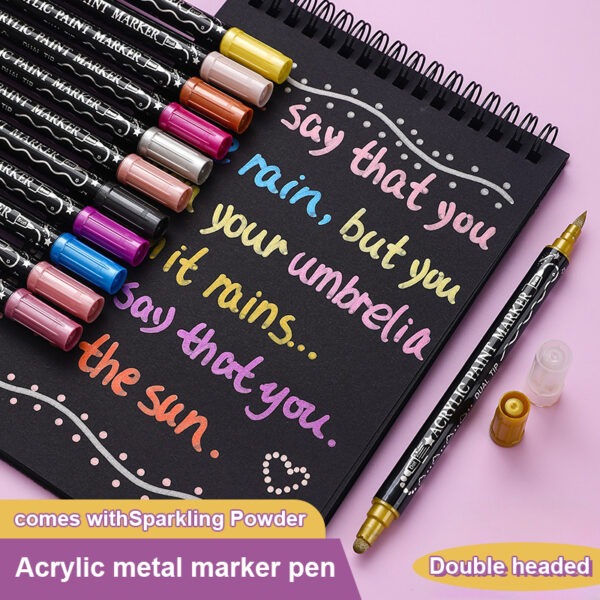 Double-Headed Acrylic Metal Coloring Marker Pen