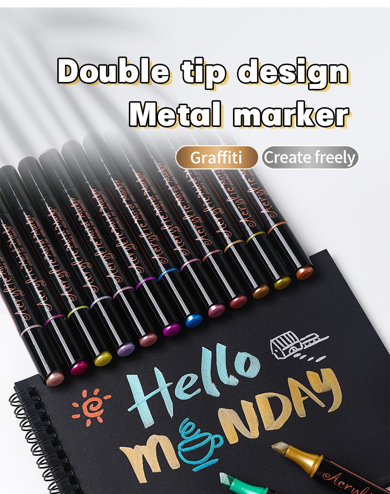 Double-headed Metal Acrylic Marker Pen