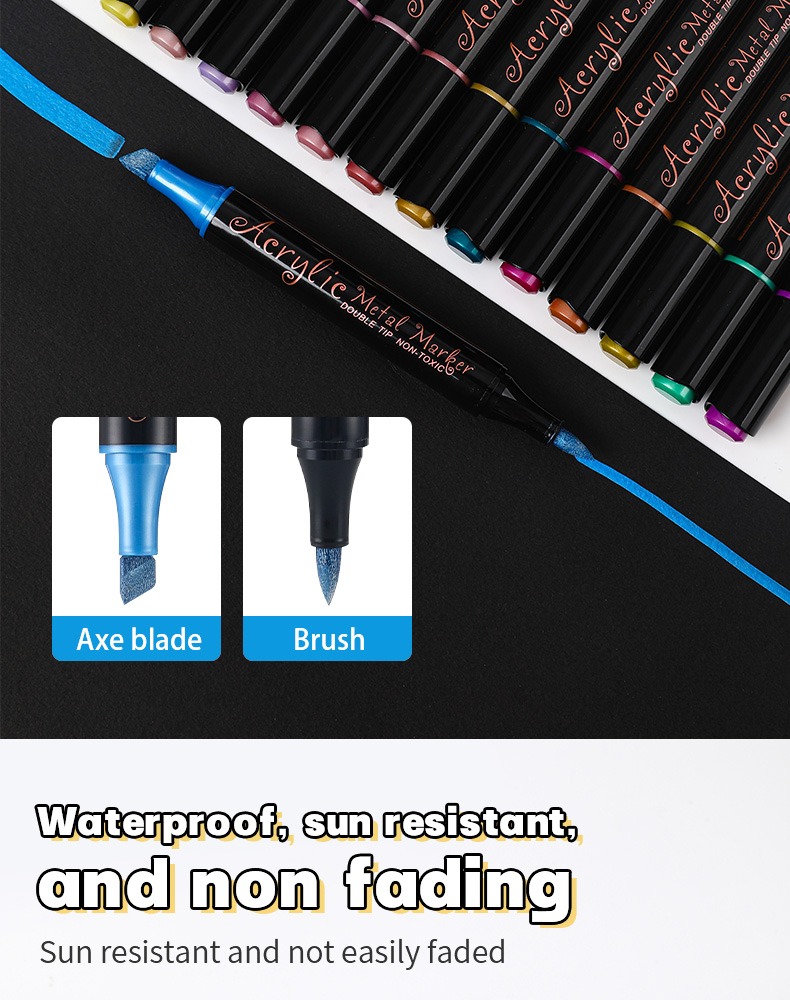 Double-headed Metal Acrylic Marker Pen