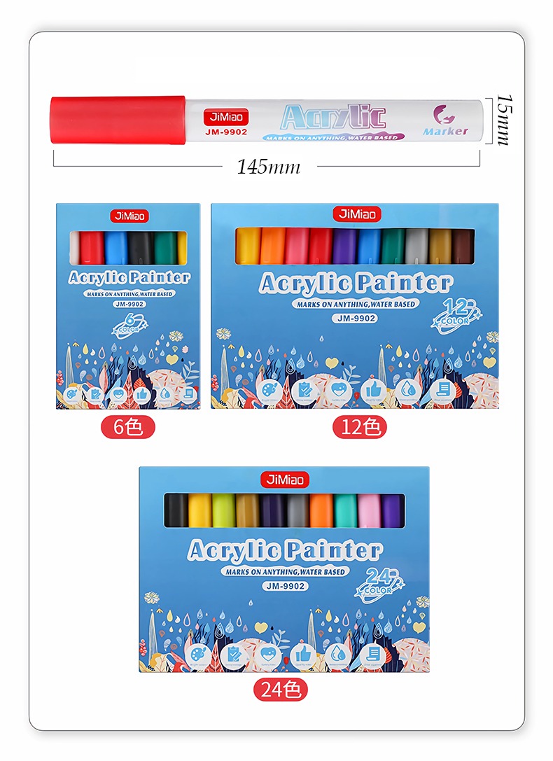 size -Hand Drawn Ceramic Acrylic Markers Set