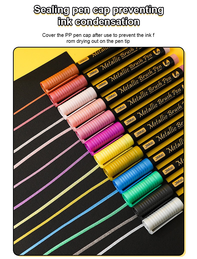 sealing pen cap preventing ink condensation-Soft-Head Coloring Metal Marker Pen