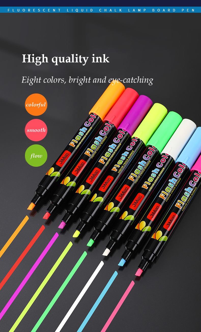 high quality ink-8pcs Liquid Chalk Led Fluorescent Board Special Coloring Marker Pen